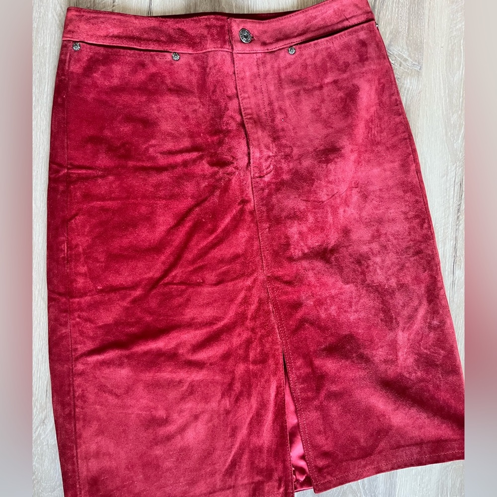 GAP Rich Red Suede Pencil Skirt
